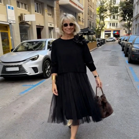 Women’s Knit Top and Sleeveless Mesh Dress Two Piece Set