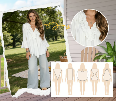 Women’s Soft Ruffle V Neck Blouse