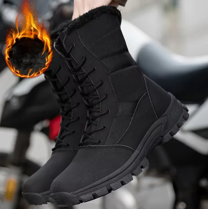 Men’s Winter Fleece Lined Lace Up Hiking Boots with TPR Grip Sole