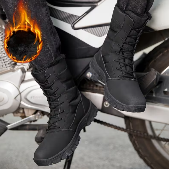 Men’s Winter Fleece Lined Lace Up Hiking Boots with TPR Grip Sole