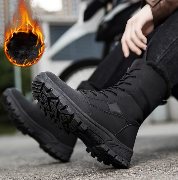 Men’s Winter Fleece Lined Lace Up Hiking Boots with TPR Grip Sole