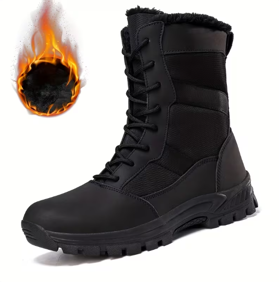 Men’s Winter Fleece Lined Lace Up Hiking Boots with TPR Grip Sole