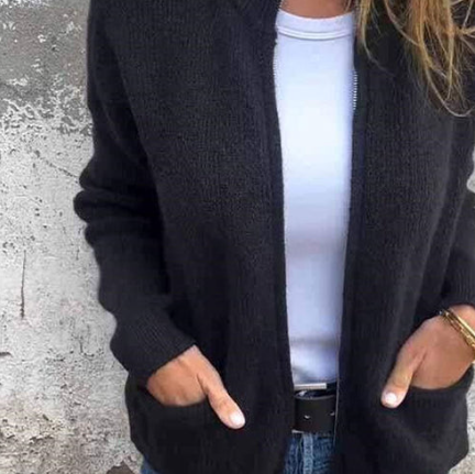 Women’s Cosy Zip-Up Knit Jacket with Pockets