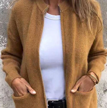 Women’s Cosy Zip-Up Knit Jacket with Pockets