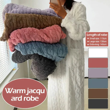 Women’s Coral Velvet Jacquard Nightgown with Pockets