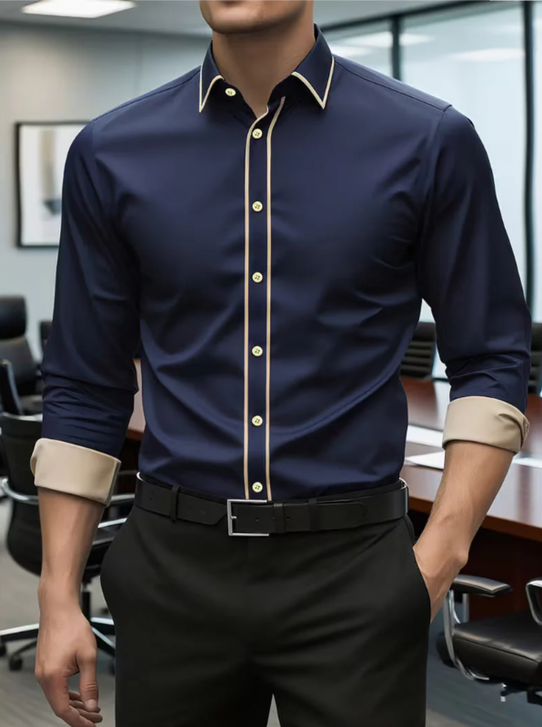 Men’s Slim-Fit Buttoned Business Shirt