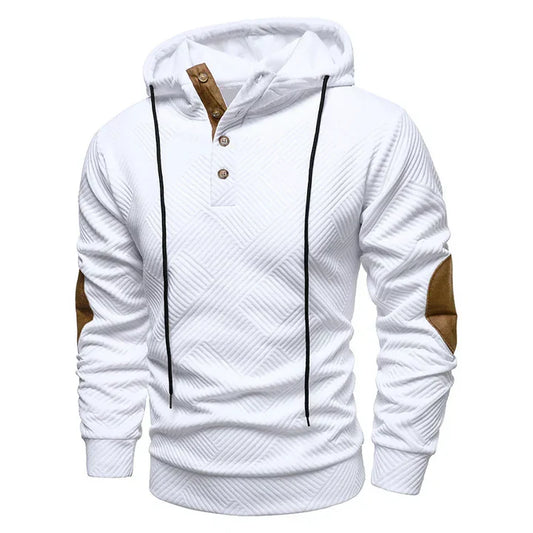 Men’s Hooded Casual Hoodie with Textured Panels