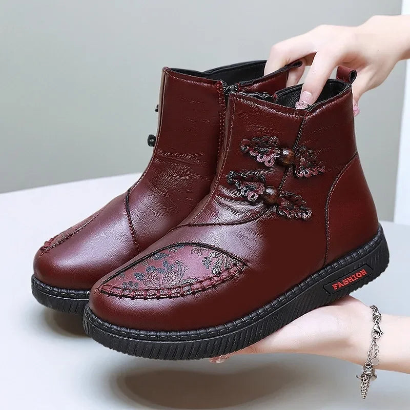 Women’s Floral Detail Side Zip Ankle Boots