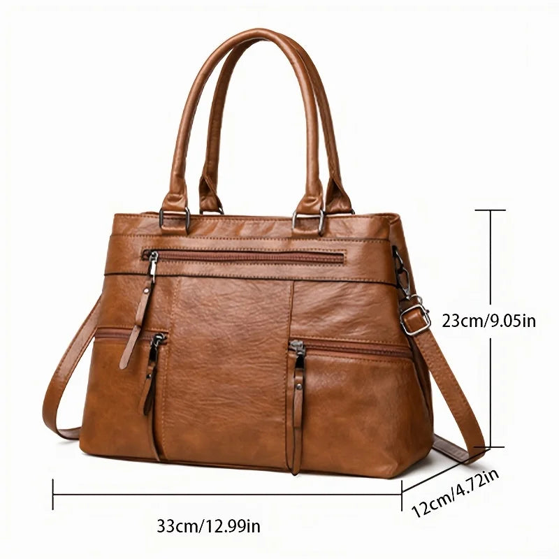 Women’s Organised Multi-Pocket Vegan Leather Tote Bag