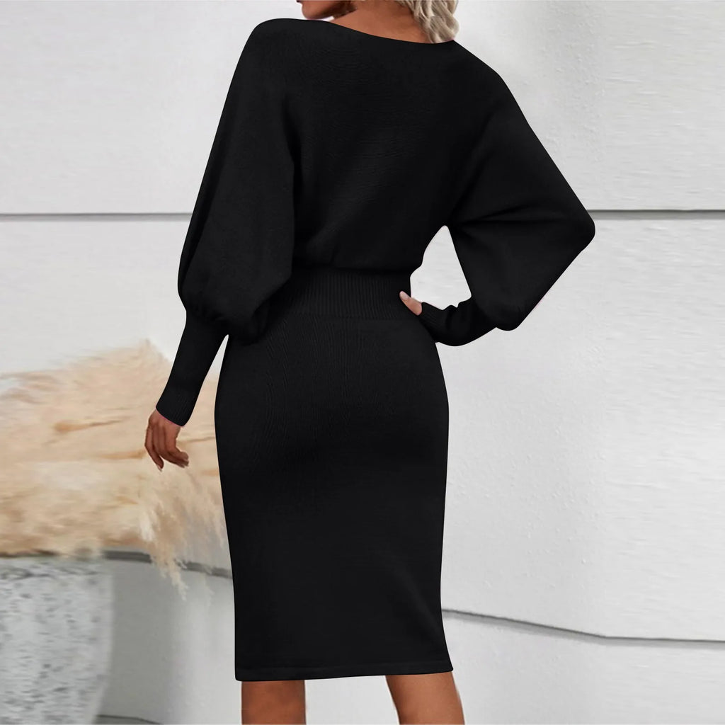 Women’s Batwing Sleeve Knit Midi Sweater Dress