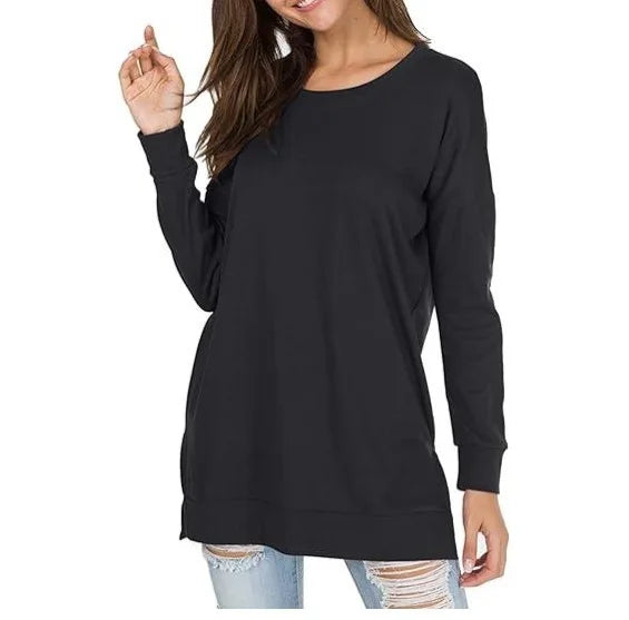 Women's Round Neck Casual Solid Colour Top