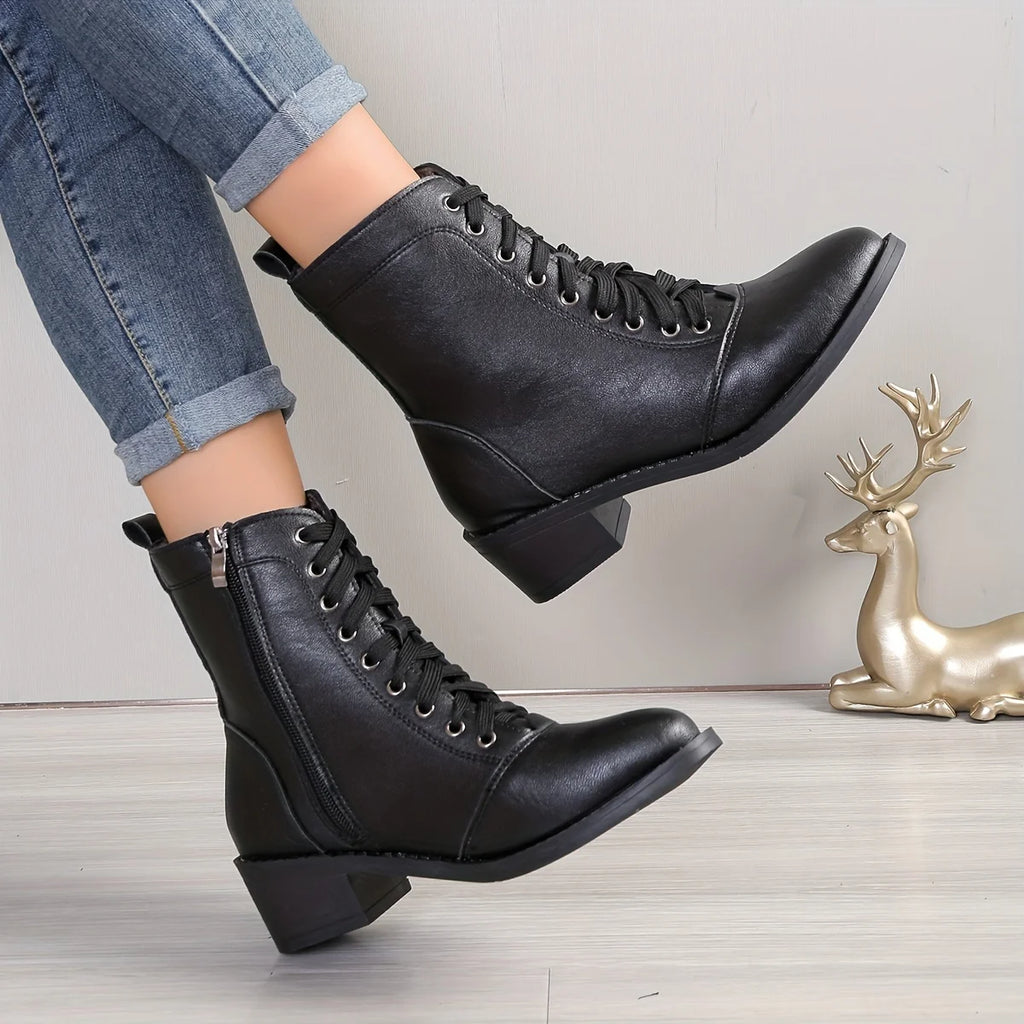 Women’s Chic Mid-Heel Combat Boots