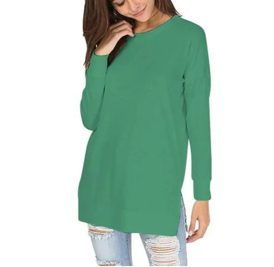 Women's Round Neck Casual Solid Colour Top