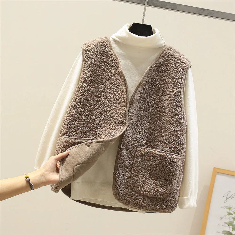 Women's Wool Blend Button-Front Vest