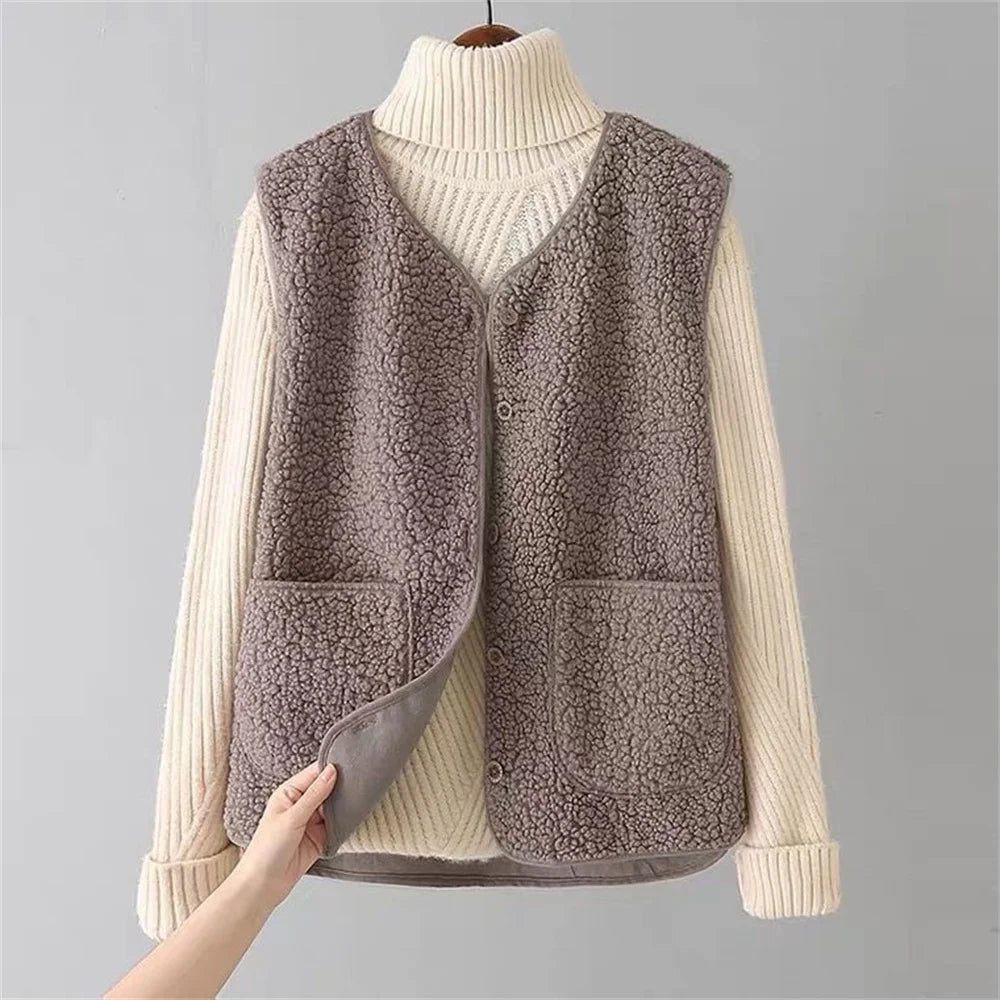 Women's Wool Blend Button-Front Vest