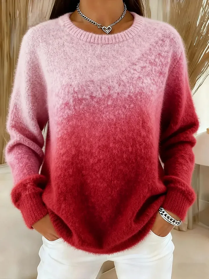 Women’s Cosy Gradient Knit Crew Neck Sweater
