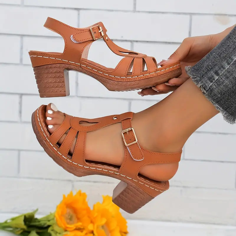 Solid T-Strap High Heels