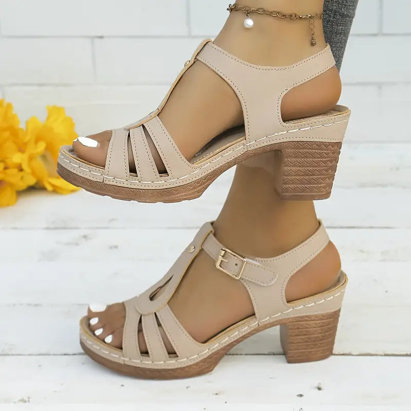 Solid T-Strap High Heels