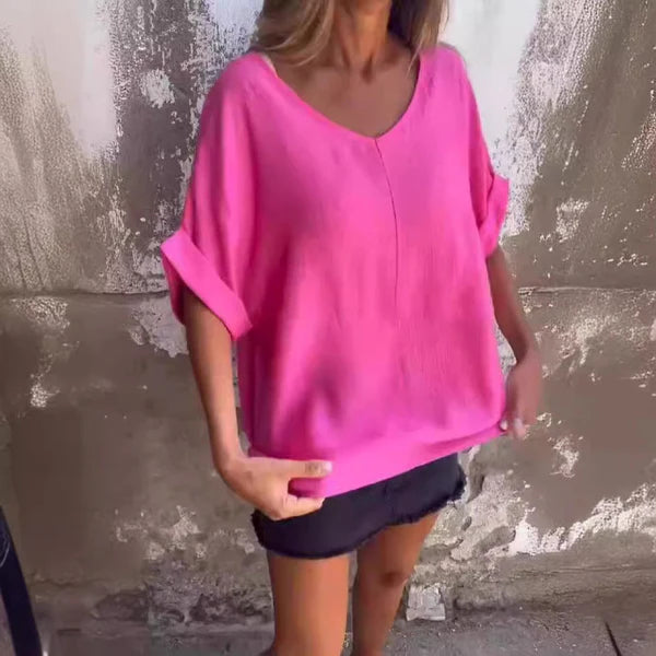 V-neck Waist Sleeve Casual Top