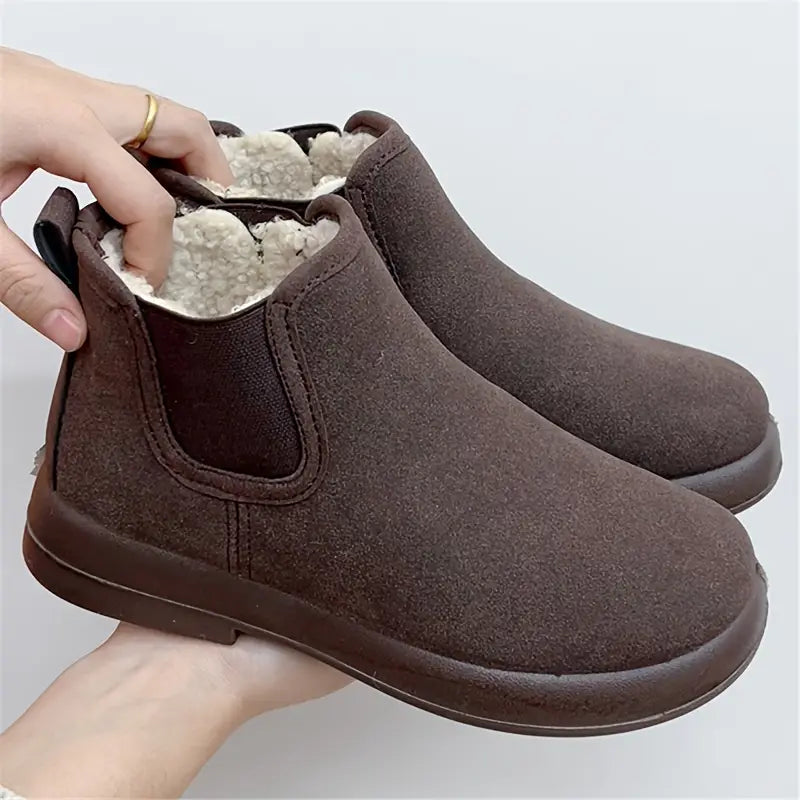 Women's Velvet Lined Winter Boots – Stylish, Non-Slip, Warm Flat Shoes