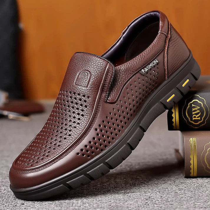 Breathable business casual men's leather shoes