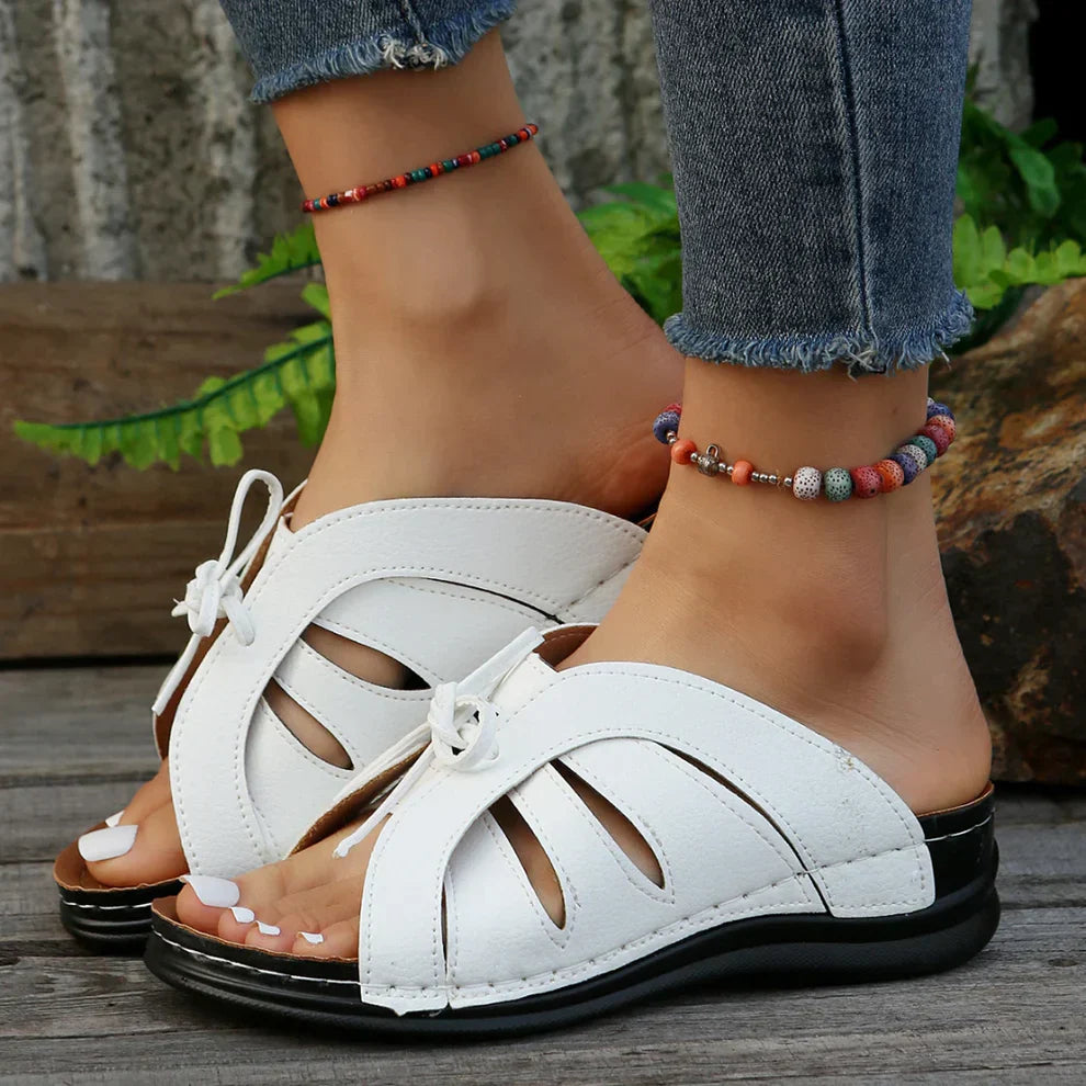 Uniqcomfy Sport Bowknot Arch Support Wedge Sandals