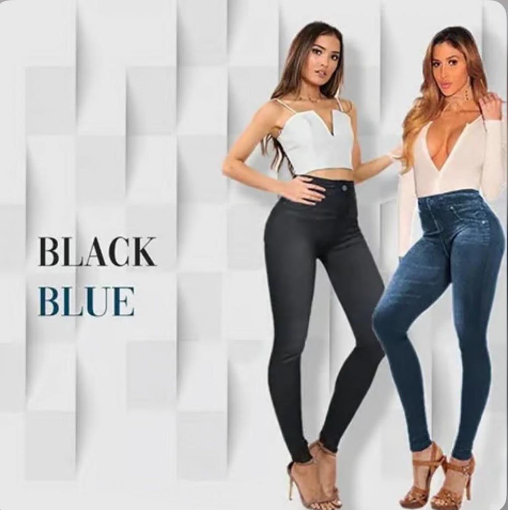 Perfect Stretch Skinny Fit Pull-On Push-Up Plus-Size Denim Jeans Leggings