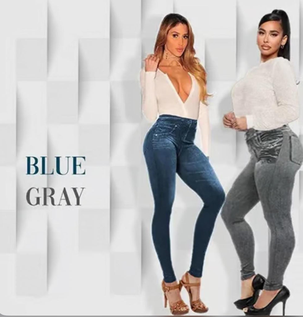 Perfect Stretch Skinny Fit Pull-On Push-Up Plus-Size Denim Jeans Leggings