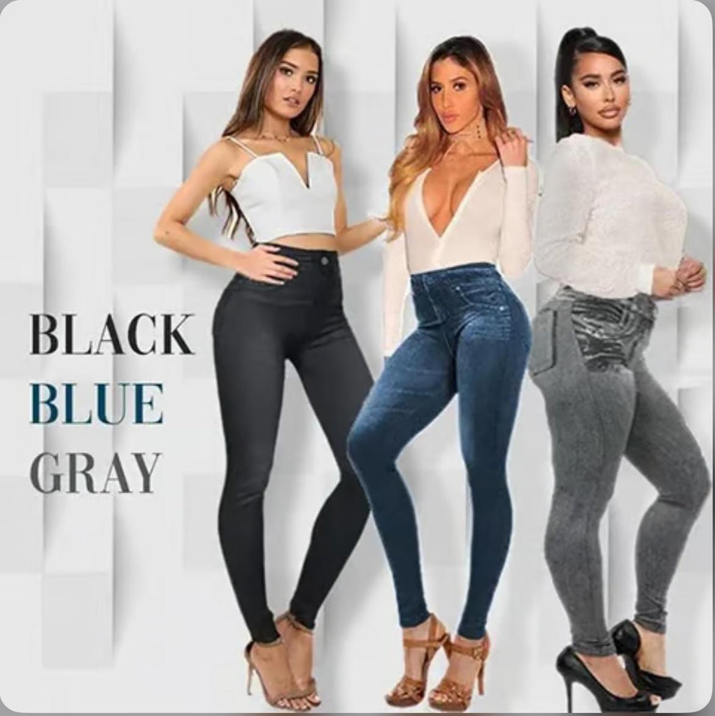 Perfect Stretch Skinny Fit Pull-On Push-Up Plus-Size Denim Jeans Leggings