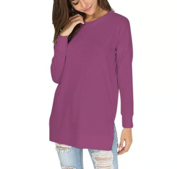 Women's Round Neck Casual Solid Colour Top