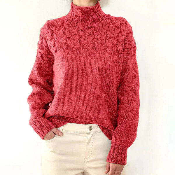 Women’s Braided High-Neck Warm Knit Sweater