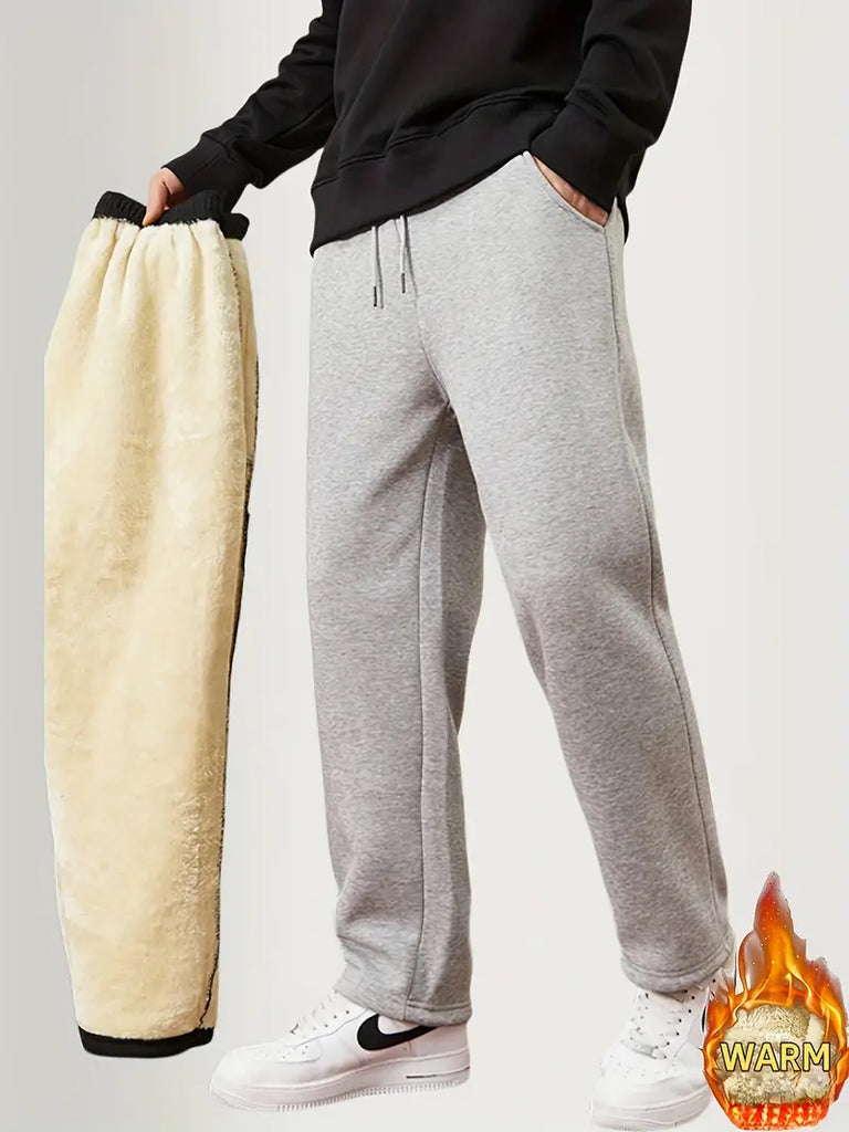 Men's Fleece-Lined Joggers - Cozy, Warm Sweatpants with Drawstring Waist & Elastic Cuffs