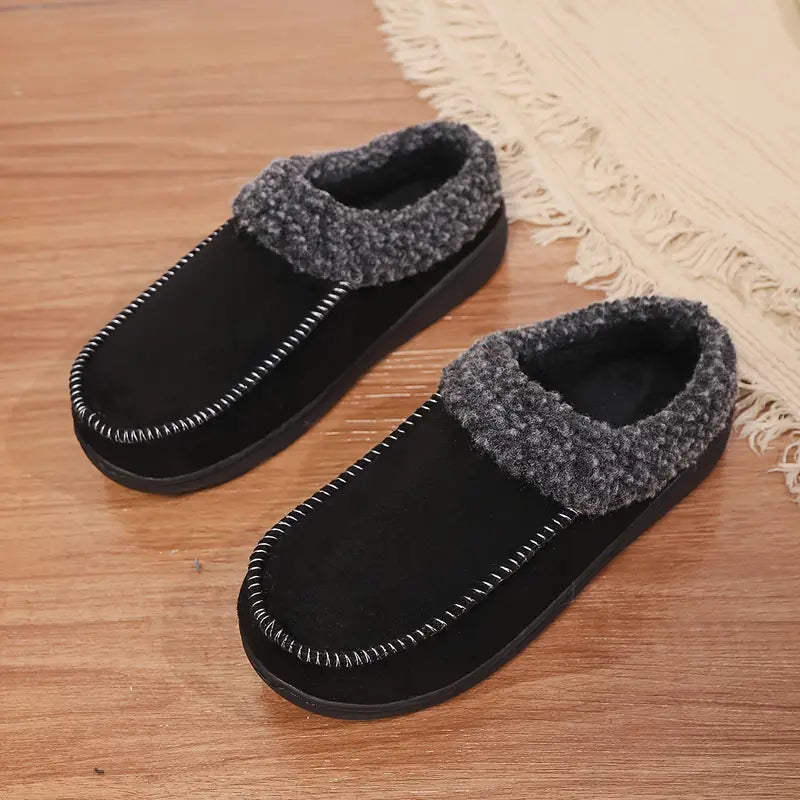 Casual Solid Slip-On Slippers – Comfortable Fabric Upper, TPR Sole, All-Season Unisex