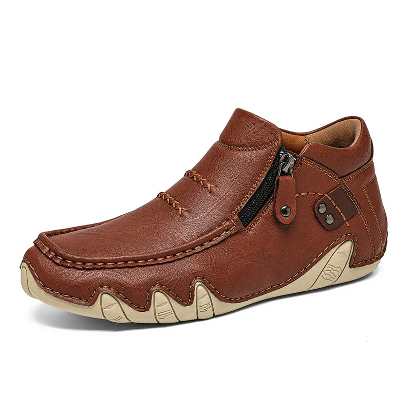 Men’s Retro Waterproof Full-Grain Leather Driving Boots