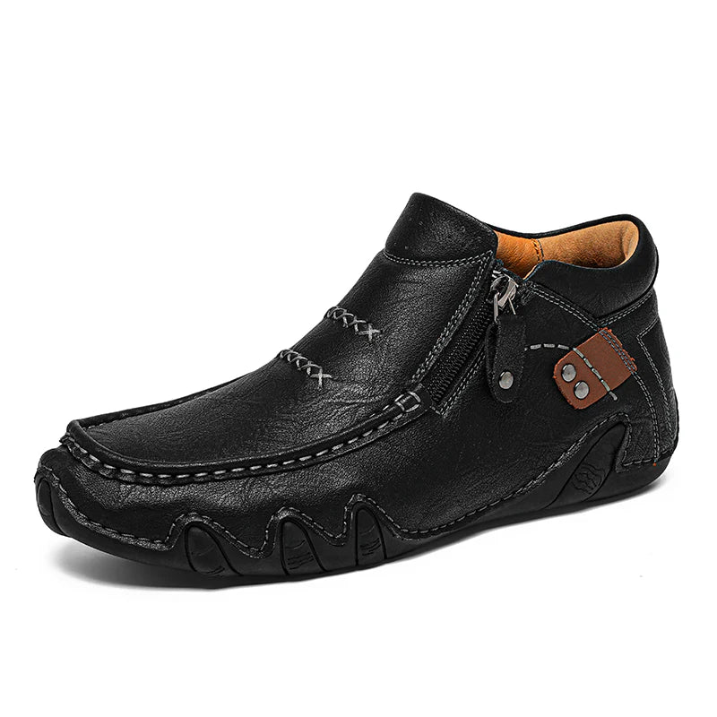 Men’s Retro Waterproof Full-Grain Leather Driving Boots
