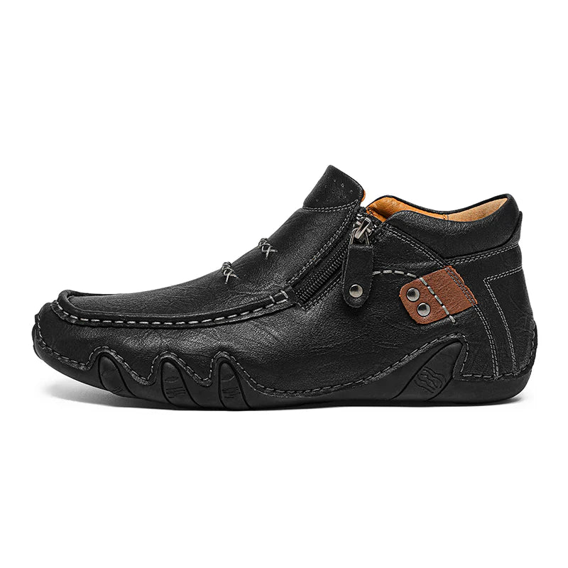 Men’s Retro Waterproof Full-Grain Leather Driving Boots