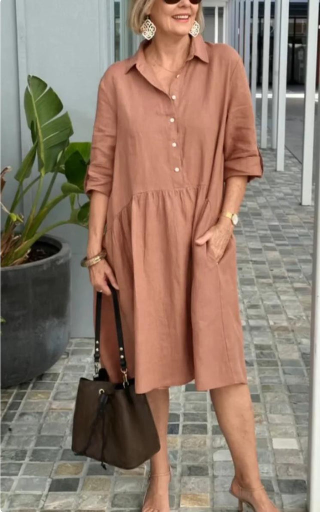 New Women's Cotton Linen Casual Dress