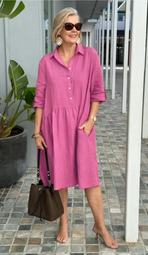 New Women's Cotton Linen Casual Dress