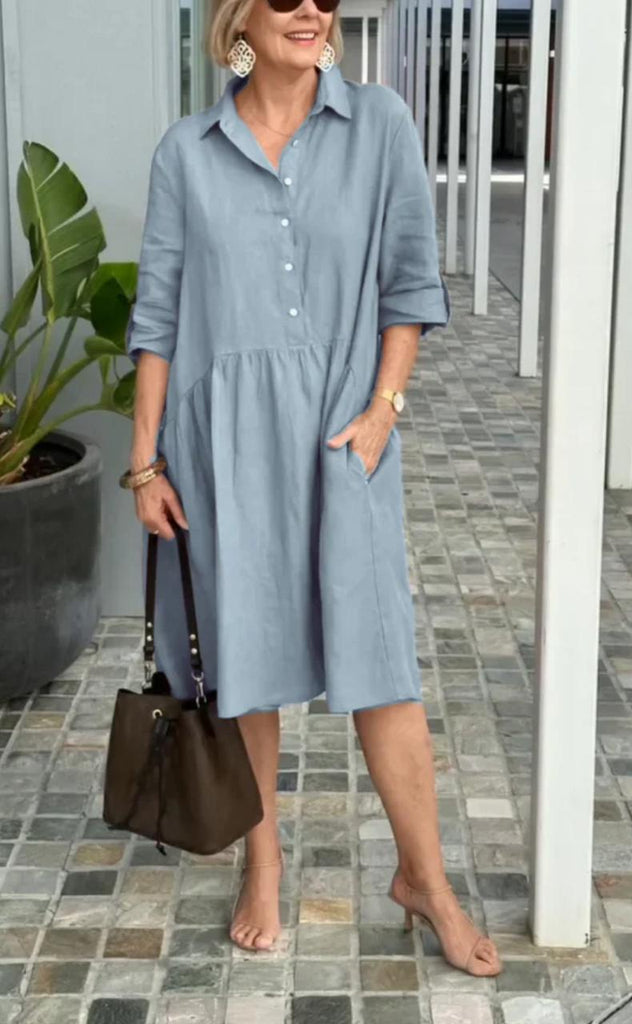 New Women's Cotton Linen Casual Dress