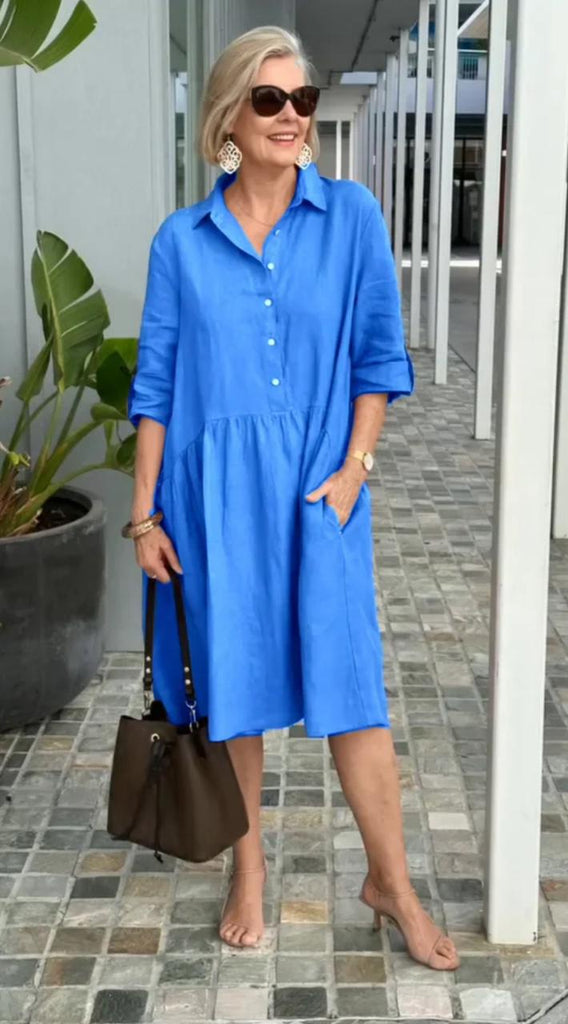 New Women's Cotton Linen Casual Dress