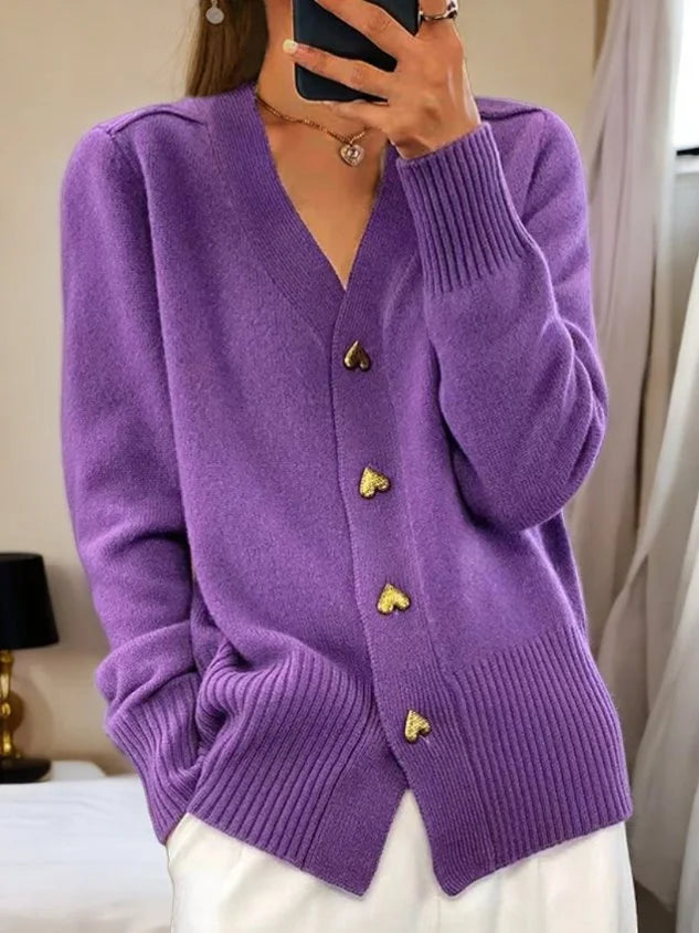 🔥Women's clothing for autumn/winter, solid colour, wool cardigan with buttons 🔥