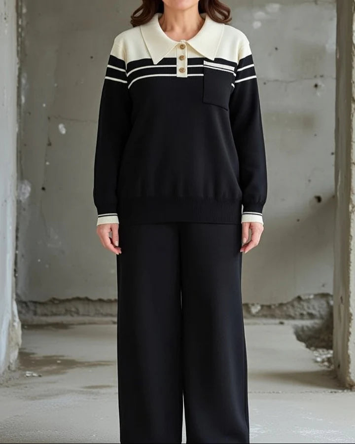 Women’s Contrast Collar Knit Co Ord Set