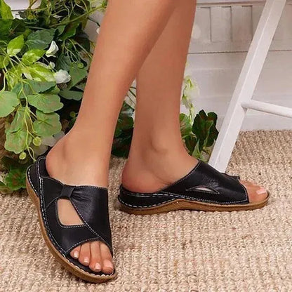 Women's Arch Support Leather-Look Sandals