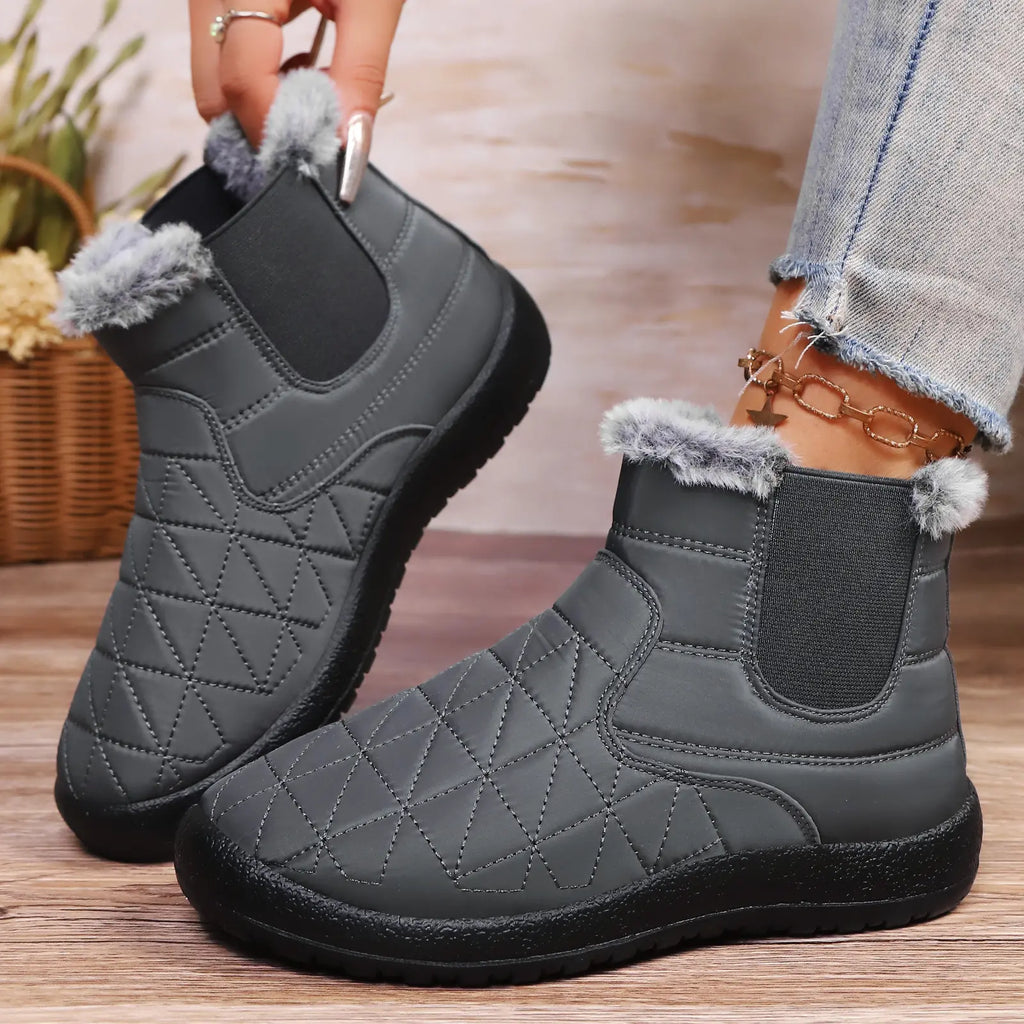 Women’s Fleece-Trim Quilted Winter Ankle Boots