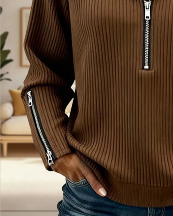 Women's Casual Demi-Zip Sweatshirt