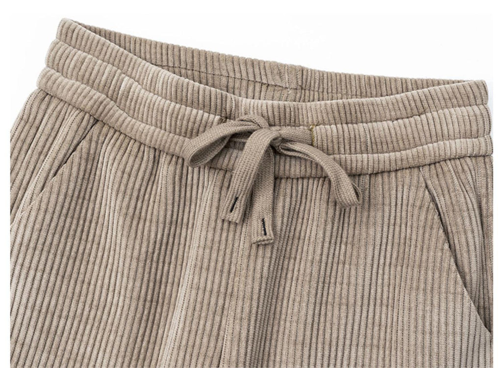 Women’s Ribbed Velvet Wide-Leg Drawstring Trousers