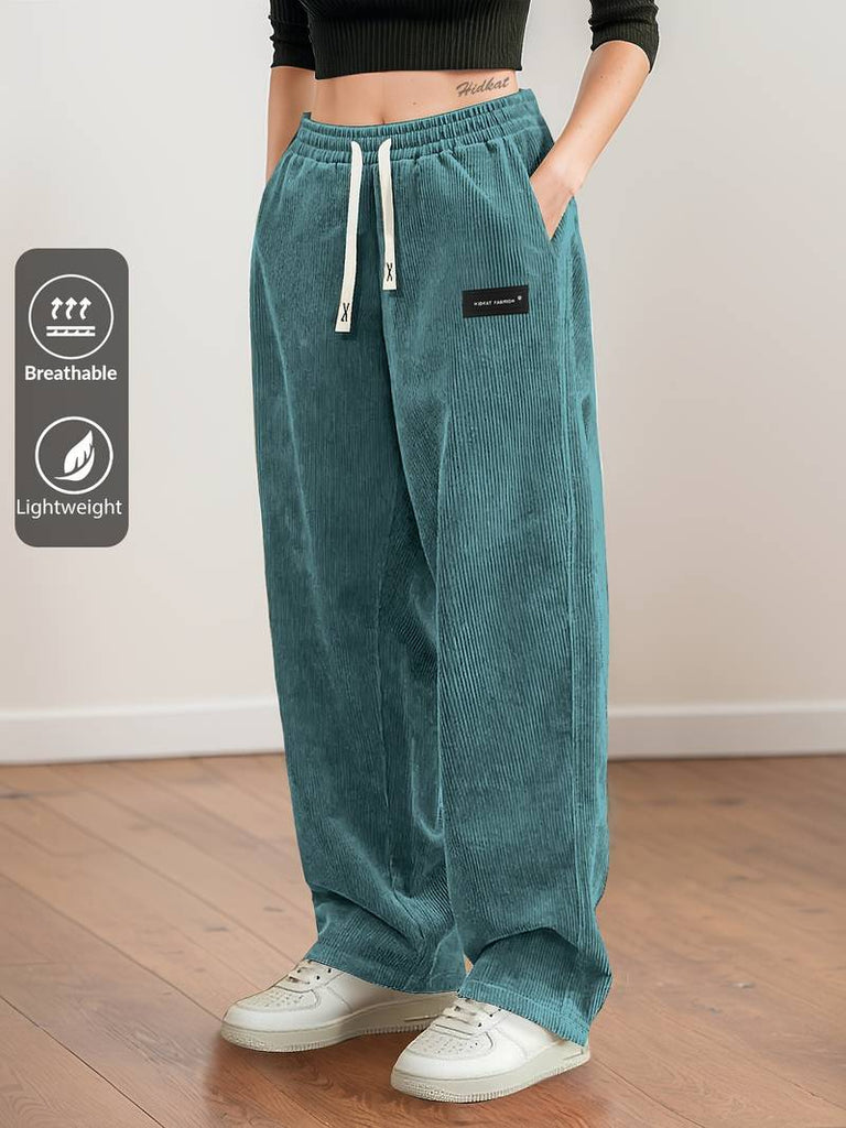 Women’s Relaxed Corduroy Drawstring Straight-Leg Trousers