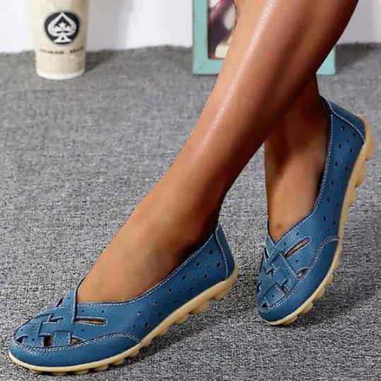 Women’s Breathable Woven Leather Support Loafers