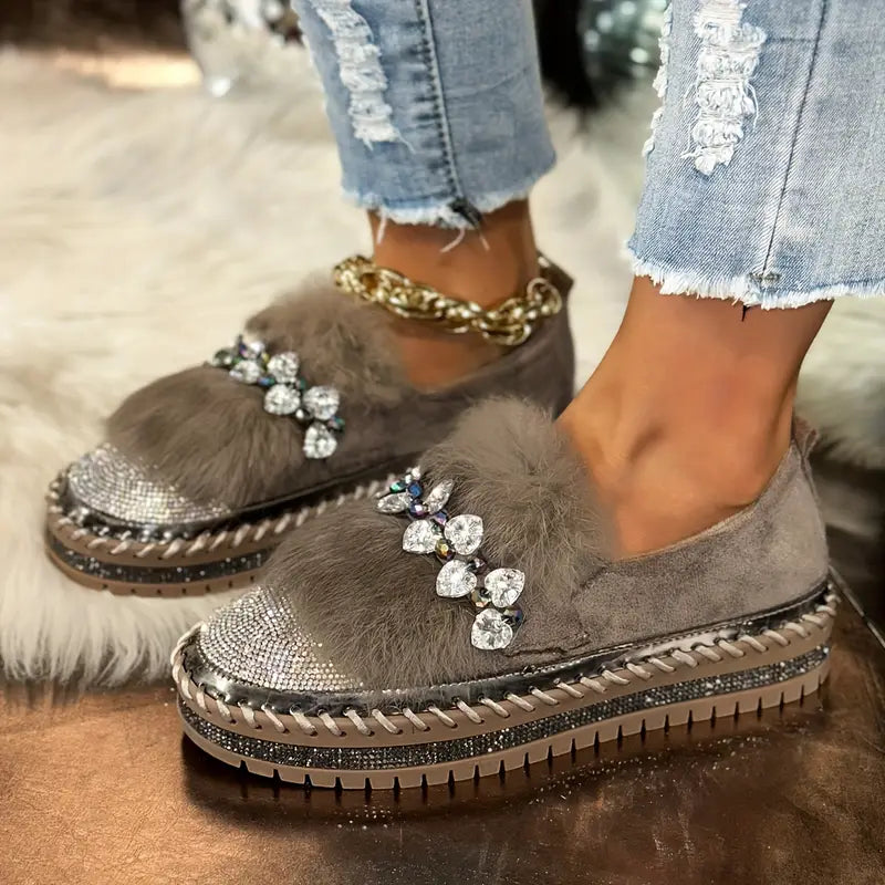 Women’s Luxe Fur & Sparkle Comfort Loafers