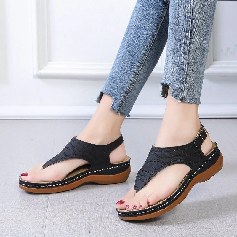 Embroidery Comfy Wedge Sandals